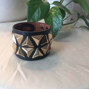Juicy Couture leather gold stud bracelet.